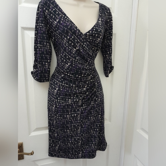 3/4 sleeve faux wrap style Jersey dress from COAST size 10 - Picture 2 of 9